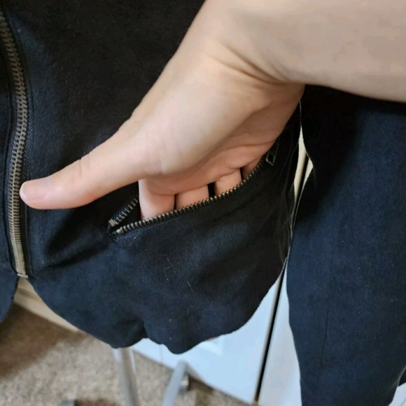 NWT Rampage Black Asymmetrical Zip Faux Micro Suede Long Sleeve Jacket - Picture 6 of 16